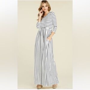 Reborn Black and White Striped Maxi Dress
